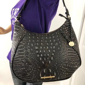 Brahmin hobo bag adjustable strap zip top closure .